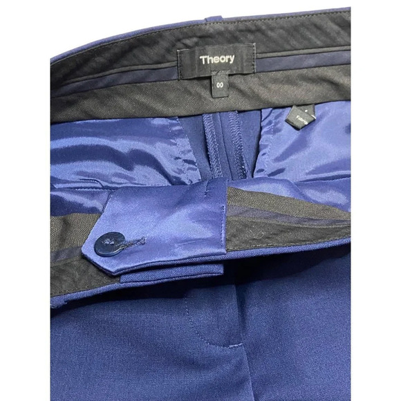 Theory Jotsna Continuous Wool Blend Blue Pants-sz 00 - Picture 3 of 10